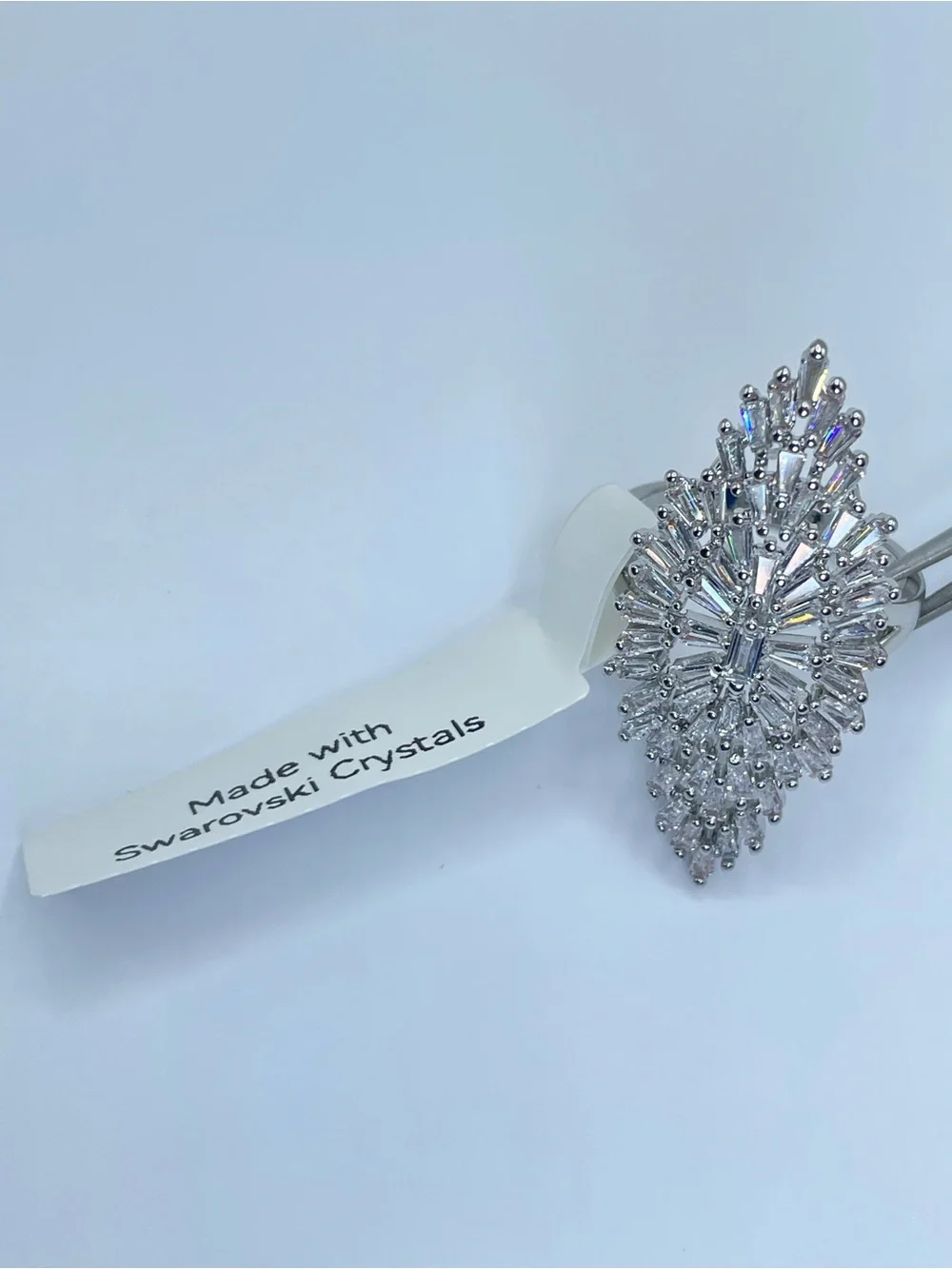 Swarovski Crystal Elements White Crystal Art Deco Statement Ring Sz 9 Bold